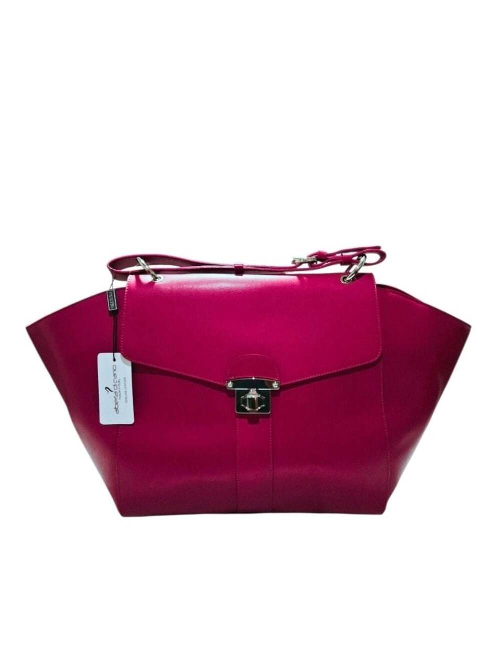 Alberta Di Canio Magenta Genuine Leather Extra Large Satchel Handbag